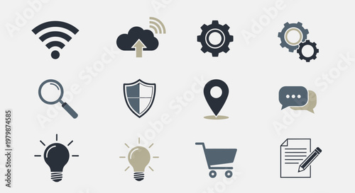 Technology icons for business communication.