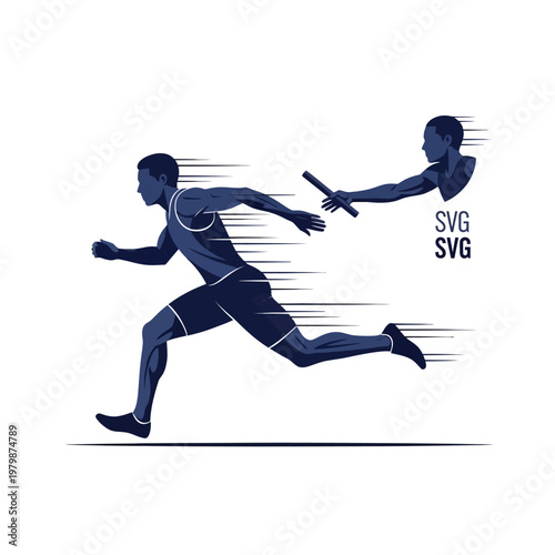 Athletes Running Relay Race, Passing Baton, Teamwork, Speed, Sport Competition