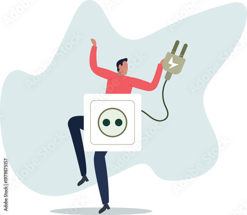 Green electricity concept.characters showing benefits of sustainable economic growth with renewable energy resources.person's life situation and his activities.