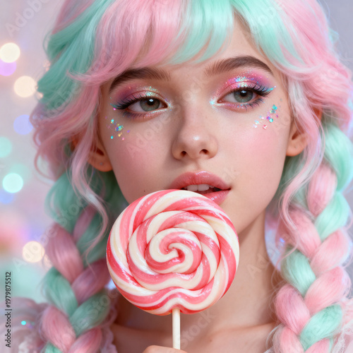 portrait of a girl with a lollipop