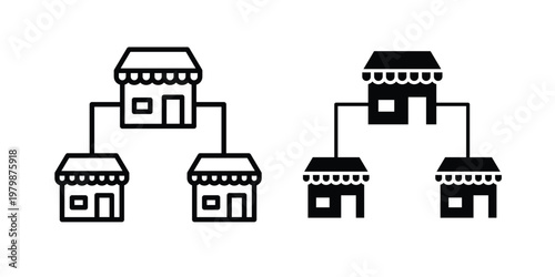 Franchise icon. Flat and outline icons. Black icons