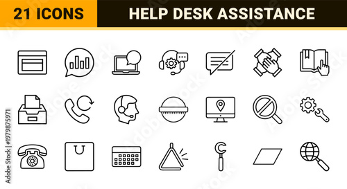 Customer support and contact us line symbols.