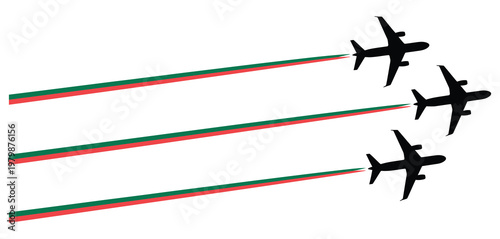 Flying, airplane with Hungary flag icon, airshow and celebration day symbol, aviation event template, patriotic travel concept, aircraft display, vector illustration, flat vector graphics for websites