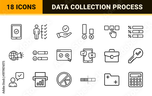 Survey and feedback line icons for marketing and user research