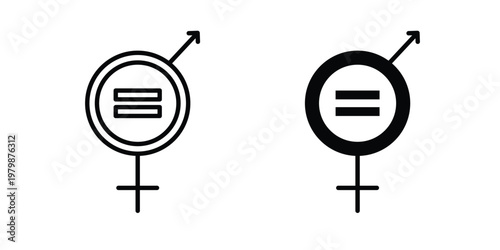 Gender equality icon. Flat and outline icons. Black icons