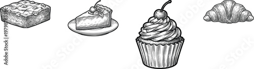 Bakery Desserts Vector Illustration