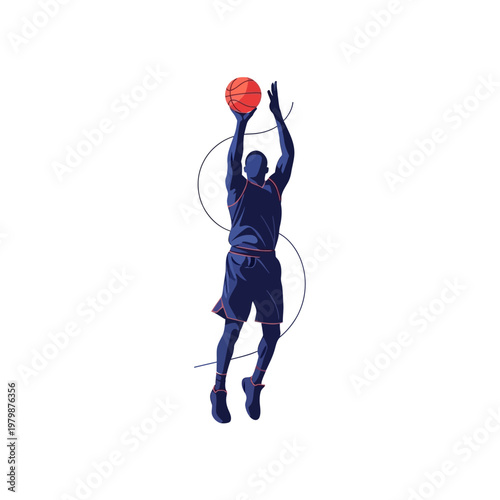 Basketball Player Shooting Jump Shot - Dynamic Sports Illustration