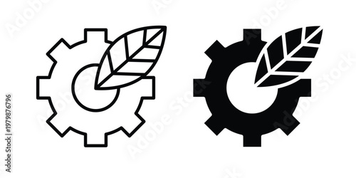 Green technology icon. Flat and outline icons. Black icons