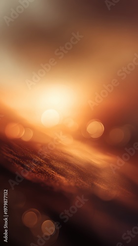 Warm Sunset Glow with Bokeh Effect and Soft Focus Background