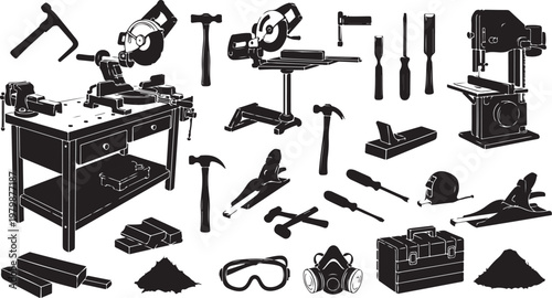 Workshop tools and equipment for DIY projects and crafting activities