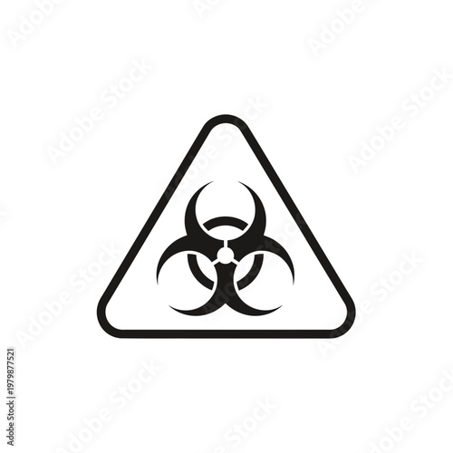 Biohazard warning sign symbol inside a triangle frame isolated on white background. EPS Editable. Vector Illustrations.