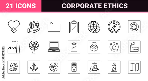 Environmental social and governance esg icons in thin line style