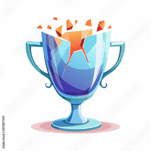 Broken trophy symbolizing failure, disappointment, or the end of a competition or journey