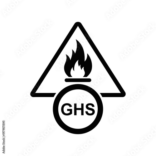 GHS Flammable Symbol Icon for Chemical Safety Labeling. EPS Editable. Vector Illustrations.