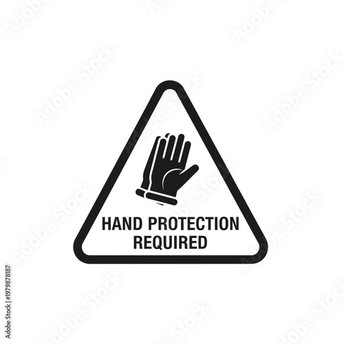 Hand Protection Required Safety Warning Sign Icon. EPS Editable. Vector Illustrations.