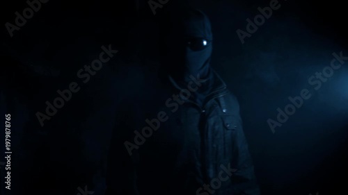 Anonymous Hooded Man Walking Away into Darkness, Mystery Crime Concept