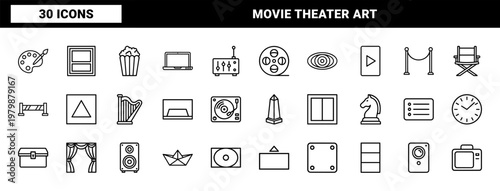 Minimalist entertainment and media production outline icons