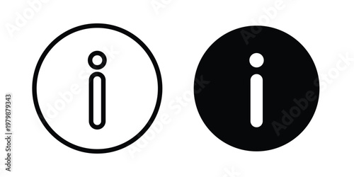 Info icon. Flat and outline icons. Black icons