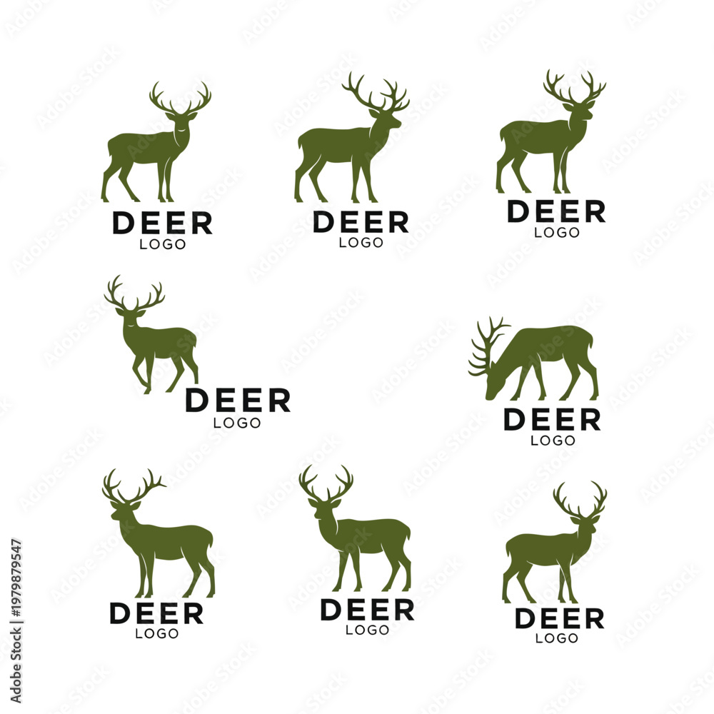 Fototapeta premium Collection of various deer silhouettes for logo design.