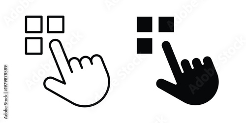 Interaction icon. Flat and outline icons. Black icons