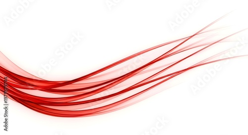 Abstract Red Swirls Flowing on White Background