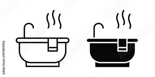 Jacuzzi icon. Flat and outline icons. Black icons
