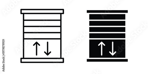 Jalousie icon. Flat and outline icons. Black icons