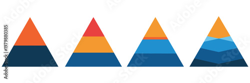 Pyramid, infographic set, colorful triangular pyramid icon vector, upward arrows diagram, business chart, triangle graph presentation, data visualization, hierarchy structure, marketing analytics, 