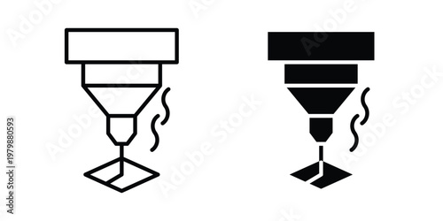 Laser machine icon. Flat and outline icons. Black icons
