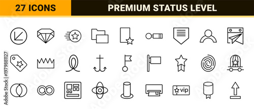 Rewards and loyalty program outline icons for premium membership.