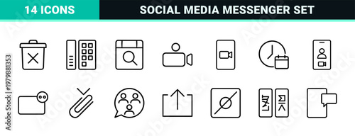 Modern communication and feedback outline icon set.