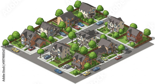 Suburban Neighborhood Residential Area Homes.
