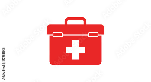 Red Medical First Aid Kit Box.