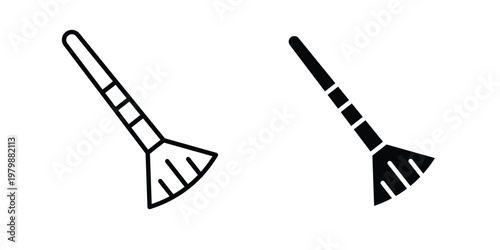 Makeup brush icon. Flat and outline icons. Black icons