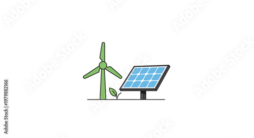 Renewable Energy Solar Panel Wind Turbine.