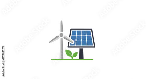 Renewable Energy Solar Panel Wind Turbine.