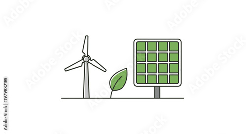 Renewable Energy Sources Icon Set.