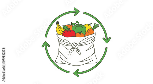 Reusable bag with fresh organic produce.