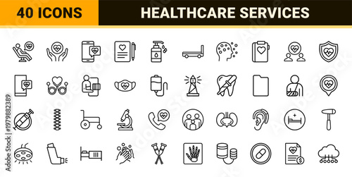 Healthcare and Medical Minimalist Line Icon Set for Wellness and Hospital Use