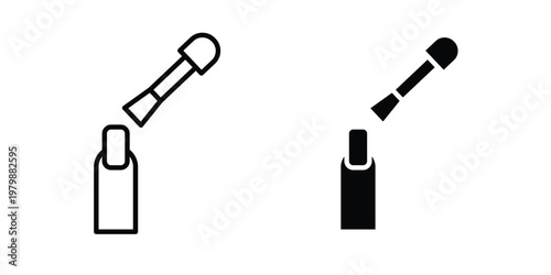 Manicure icon. Flat and outline icons. Black icons
