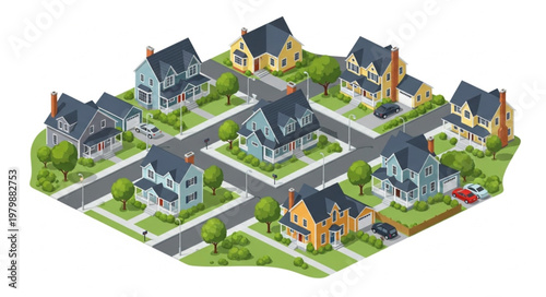 Suburban Neighborhood Residential Houses.