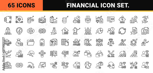 Finance Icon Set for Wealth Growth and Investment.