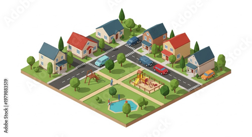 Suburban Neighborhood Street Houses.