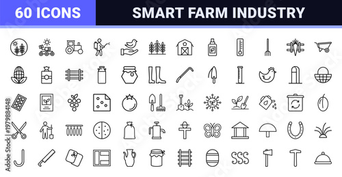 Minimalist Agriculture and Farming Icon Set for Agrotech Design