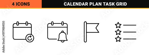 Minimalist calendar event and scheduling outline icon set