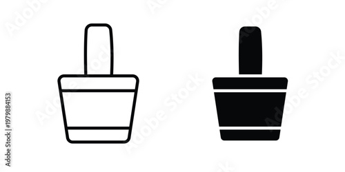 Nail polish icon. Flat and outline icons. Black icons