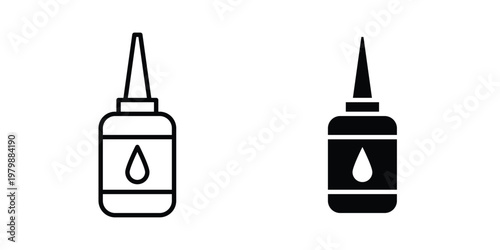 Nasal spray bottle icon. Flat and outline icons. Black icons
