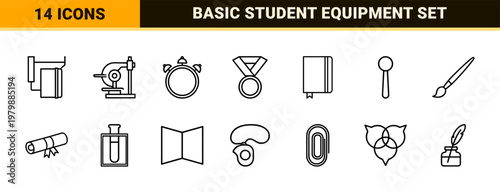 Minimalist education and school outline icon set.