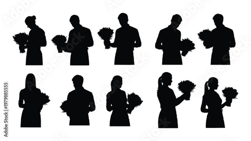 A collection of black silhouette figures depicting cheerleaders with pom poms showcasing dynamic poses and team spirit high quality professional detailed