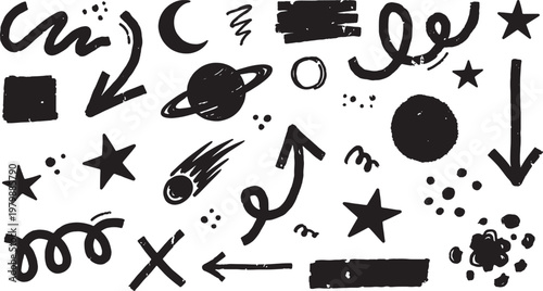 Hand drawn doodle astronomy graphic elements
